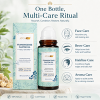 ATOANY Livraison Rapide Huile de Ricin et Encens en Roll-On pour Visage, Cheveux et Peau, Pressée à Froid, Hydratante et Nourrissante, Sourcils, Marque Privée