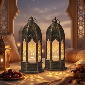 Lanterna a LED a Forma di Candela, Lampada da Esterno IP44, Decorazione Islamica per Ramadan ed Eid <span class=keywords><strong>Mubarak</strong></span>, Ornamento Mediorientale Sospeso per Casa - Product Image 4