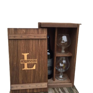 Wine or Whiskey Gift Box Personalized Wooden Wood Gift & Craft Standard Packing Carton Custom Size Accepted Rectangle Shape