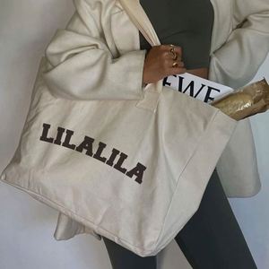 LILALILA <b>Large</b> Capacity Reusable Beach Cotton Shopping Bag Fast Delivery Folding Style for Daily Travel Use with Custom Logo - Product Image 3