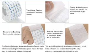 उच्च गुणवत्ता वाले सर्जिकल घाव ड्रेसिंग हाइपाफिक्स फैब्रिक गैर बुना चिपकने वाला मेडिकल ड्रेसिंग टेप रोल - Product Image 4
