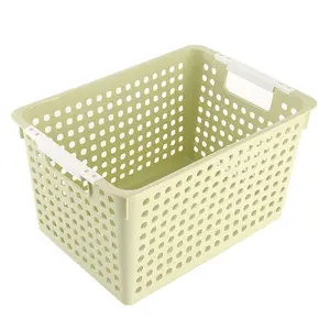 Wholesale price colorful multifunction pantry woven stackable pp basket for home plastic storage basket with handle