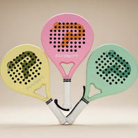 Raquette de padel PATSSPORT série Macaron, haute qualité, entièrement en fibre de carbone avec finition mate et noyau souple en EVA, forme ronde