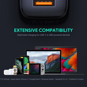 อะแดปเตอร์ชาร์จเร็ว <span class=keywords><strong>AUKEY</strong></span> PA-B3 Gallium Nitride 2 พอร์ต A+C 65w Pd สำหรับโทรศัพท์มือถือ สีดำ สีขาว 2 สี หัวปลั๊กแบบ US EU รองรับการชาร์จเร็ว Qc Pd - Product Image 6