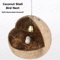 Lit de maison rembourré en peluche pour nid d'oiseau en coquille de noix de coco naturelle pour perroquet perruche hamster