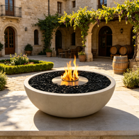 Cheminée au bioéthanol moderne en acier inoxydable VALSE pour usage extérieur en hôtel avec fonctions de chauffage et de décoration