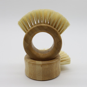 Bamboo Circular <b>Brush</b> 9.5cm Diameter Sisal Bristles For Fruit <b>Vegetable</b> Cleaning - Product Image 3