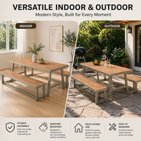Ensemble table et banc de jardin Meiqi, design intégré, long banc, mobilier de patio commercial pour cour et parc