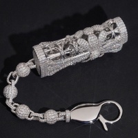 Étui à briquet en argent sterling 925 avec breloque croix sertie de moissanite, style Hip Hop