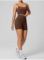 Ensemble de yoga 2 pièces pour femmes : débardeur dos creux et short taille haute push-up, vêtements de sport