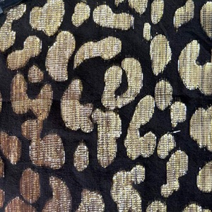 Tissu en soie Georgette 8 Momme avec fils dorés et argentés, motifs léopard découpés, matériau de luxe en soie pour robes longues et robes Dirac - Product Image 2
