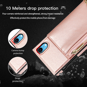 Portefeuille de luxe cartable porte-carte étuis de téléphone <span class=keywords><strong>portable</strong></span> <span class=keywords><strong>pour</strong></span> iPhone 13 mini 14 15 Plus 16 Pro Max sac à main couverture support sac - Product Image 6