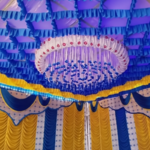 Elegante techo de Festival cortinas decorativas carpa dosel con bordes con volantes para eventos de boda en interiores y exteriores - Product Image 1