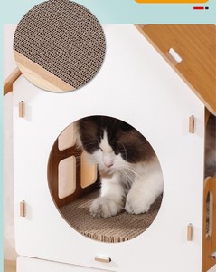 Villa di lusso a due piani giocattolo per <span class=keywords><strong>gatti</strong></span> sostenibile in legno Pet letto con Sisal Scratcher Board involucro - Product Image 6