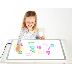 Adjustable Brightness LED Light Panel with Translucent Pattern Blocks Colorful Letters and Numbers for Kids Sensory Play