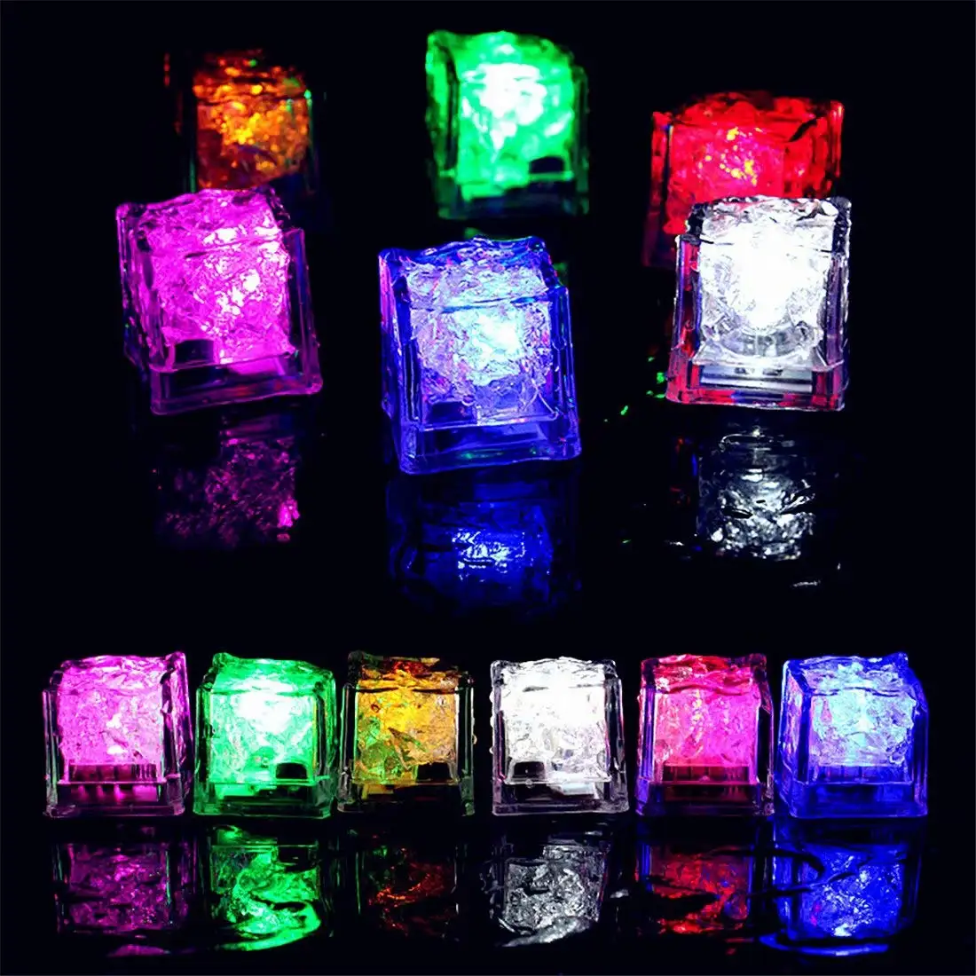 7 Color LED Ice Cubes Flash Auto Changing Colorful Crystal Cube Water-Activated Light-up For Bar Party Favor