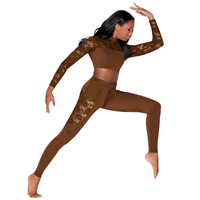 Vêtements de danse jazz sexy en dentelle MiDee pour femmes, haut court à manches longues et leggings, ensemble 2 pièces, tenue de danse de rue pour fille cool, tenue Kpop