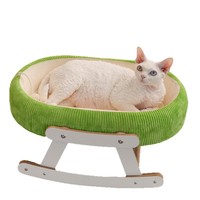 Lit à bascule pour chat, grand nid ovale pour chat, tapis en bambou, canapé pour chat avec jouet en sisal, cadre en bois, meubles pour animaux de compagnie pour plusieurs chats