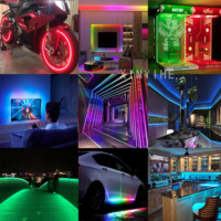 Tiras de Luces LED RGB 5050, Tiras LED con Control por Aplicación BT, Cambio de Color, DC 12V, 30 LED/M por Metro, para Dormitorio, Habitación, Bar al Aire Libre