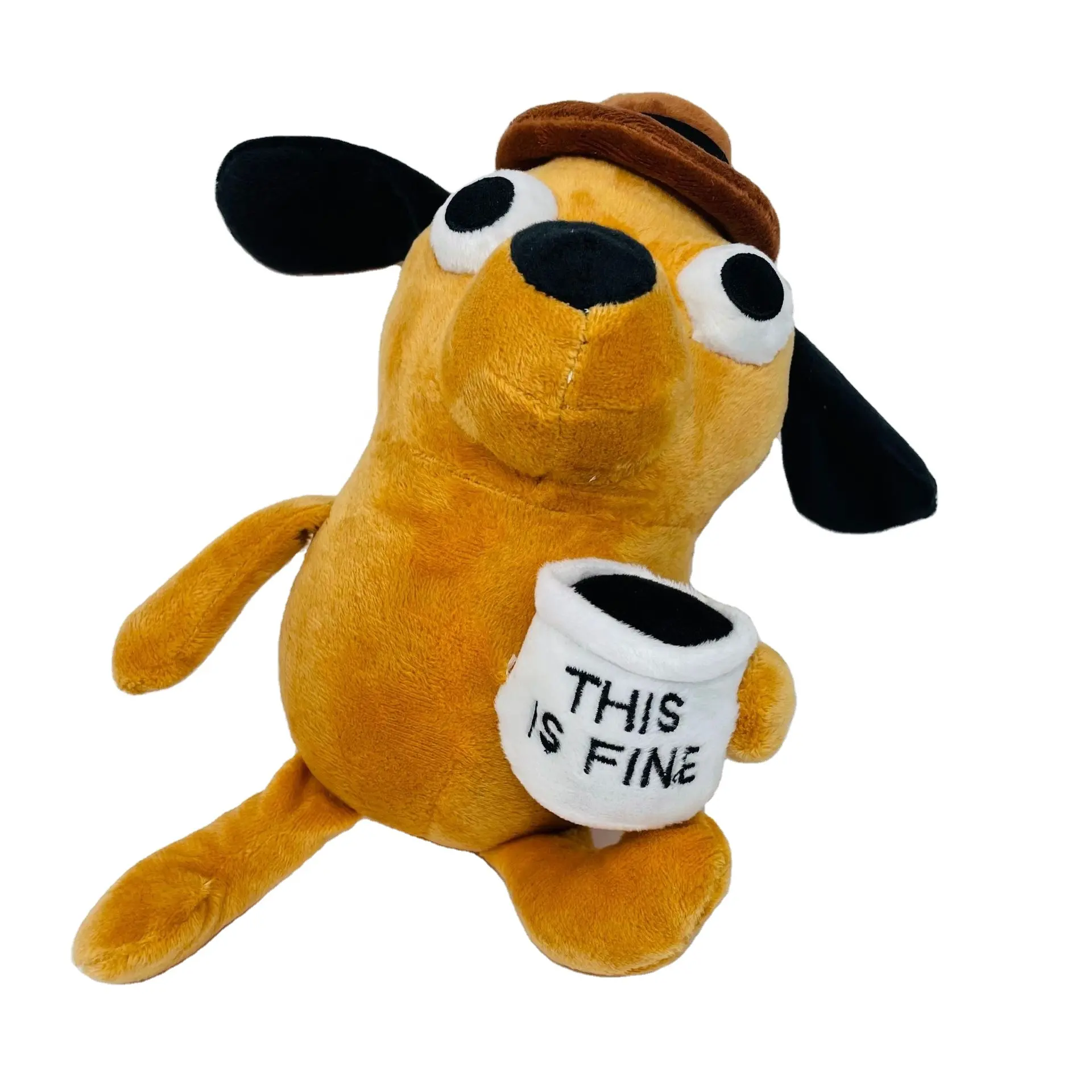 QY High Quality Wholesale Custom Cheap This is Fine Dog Coffee Dog Stuffed Animal plush toy