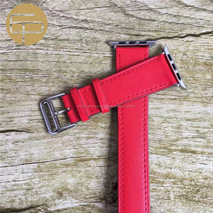 Extra-longues double-tour rouge personnalisé bord peint doux durable nappa en cuir bracelet de montre pour Apple Montre - Product Image 3