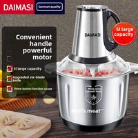 DAIMASI Penggiling Daging Listrik Stainless Steel Kapasitas 3L-5L Pengolah Makanan Multifungsi Rumah Tangga Blender Bayi