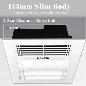 Ventilador de Techo NEDFON BT27 BT27P Blanco, Ventilador Axial de Conducto con Motor de Cobre, Cuerpo Delgado de 113 mm, Compatible con Techo Doble - Product Image 3