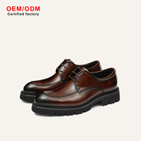 Chaussures habillées décontractées en cuir de vachette pour hommes, personnalisées OEM, à lacets, confortables, à bout pointu, semelle épaisse, imperméables et respirantes, pour l'automne