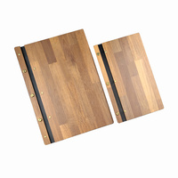 Carpeta de archivos de menú de cuaderno con cubierta de madera de bambú y correa de cuero de lujo personalizada para restaurante Hotel Wine Bar
