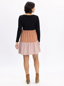 Robe d'allaitement colorée à manches longues et col en V, coupe trapèze, respirante, écologique, grande taille <span class=keywords><strong>pour</strong></span> femmes enceintes - Product Image 4