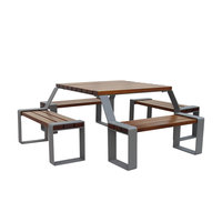 Table de pique-nique carrée en bois plastique recyclé commerciale publique extérieure avec banc table et chaise extérieures de restaurant