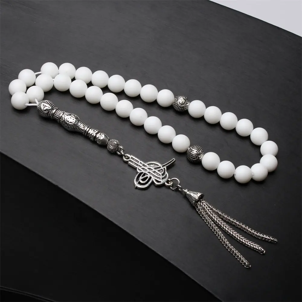 Đá Mờ Màu Trắng Hạt Cầu Nguyện Tasbih 33 66 99 Hạt Cầu Nguyện Hồi Giáo Misbaha Đá Nhám Hồi Giáo Quà Tặng Misbaha Sibha Eid