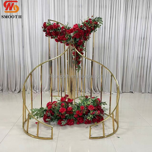 SMOOTH Unique Style S shape Golden Stainless Steel Metal Wedding Arch <b>Backdrop</b> Wholesale Price Creative New Style - Product Image 2
