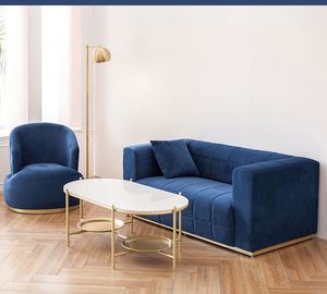 Style italien Simple Lumière Luxe Salon Sectionnel Unique <span class=keywords><strong>Causeuse</strong></span> Petit Canape <span class=keywords><strong>Moderne</strong></span> Velours Bleu Canapé Personnalisé - Product Image 5