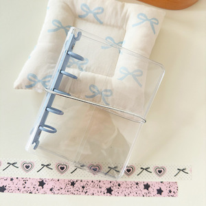 M5 Macaron Koreaanse stijl PVC kaart fotoalbum kaartentas schoolkantoorbenodigdheden student schattig transparant 5-gaats map ring - Product Image 6