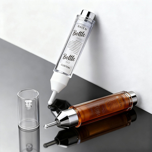 Fournisseur chinois – Flacon pompe airless de luxe en <span class=keywords><strong>plastique</strong></span> argenté 5ml, 10ml, 15ml – Distributeur vide de sérum cosmétique airless pour huile pour les yeux - Product Image 5