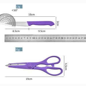 Ensemble de 5 couteaux de cuisine nordiques de couleur bonbon, multifonctionnels, en acier inoxydable, couteau à fruits, ciseaux, planche à découper - Product Image 3