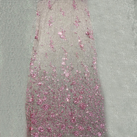 Tulle brodé à paillettes vertes émeraude, pour robe de soirée, tulle, P1146
