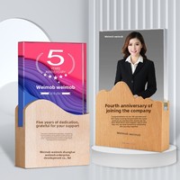 Trophée en cristal et bois massif, plaque d'honneur créative personnalisable, récompense pour employé exceptionnel, célébration d'anniversaire, remise de diplôme