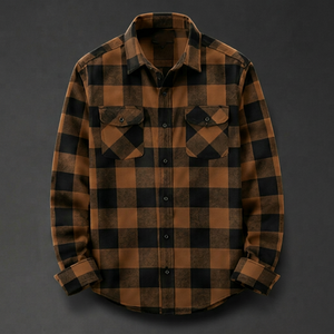 Camisa de Franela a Cuadros de Manga Larga para Hombre, de Alta Calidad, Corte Regular, Informal, de Algodón, con Botones - Product Image 1