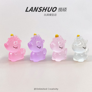 Lanshuo Cartoon <b>Unicorn</b> Charms Translucent Glow In Dark Acrylic Resin DIY Jewelry Accessories For Phone Holder <b>Gift</b> - Product Image 3
