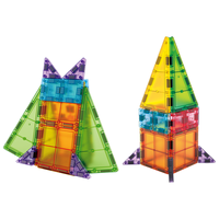 Blocs de construction magnétiques en plastique, 100 pièces, 3,75 cm, boîte portable, ensemble de voyage, fusée spatiale/station de pompiers pour enfants, jouets de relaxation