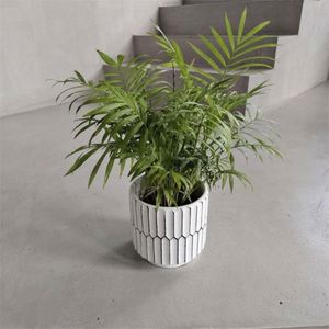 Jardinières et pots de jardin décoratifs ronds nordiques d'intérieur en ciment de grande taille pour la maison - Product Image 4