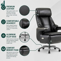 Chaise de bureau électrique en cuir véritable, style moderne et luxueux, ergonomique, confortable pour une longue assise, dossier haut, idéale pour le bureau du PDG