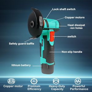 12V draadloze haakse slijper, accu-aangedreven haakse slijper 19500 RPM max. snelheid met 2 accu's & lader, 4-delige accessoireset - Product Image 6