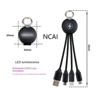 Câble de données trois en un illuminé par LED Câble de chargement tressé multifonctionnel pour porte-clés pour ordinateur Idée cadeau