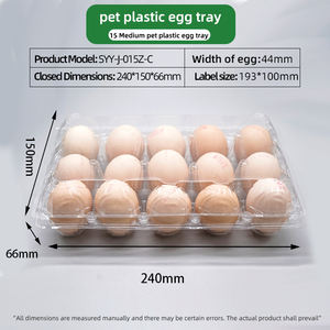 Qualité supérieure et bon prix <span class=keywords><strong>Cartons</strong></span> d'œufs à couvercle rabattable en plastique PET empilables et robustes à 15 trous pour fermes et supermarchés - Product Image 6