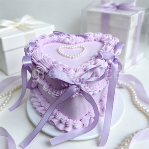 Modelo de Pastel Retro de Corazón de 4 Pulgadas, Simulación Vintage, Postre de Crema Falsa, Decoración Realista, Accesorio de Fotografía, Decoración para el Hogar, Pastelería, Escaparate - Product Image 2