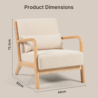 Fauteuils d'appoint modernes rembourrés pour lecture et détente, style farmhouse, en bois massif et tissu