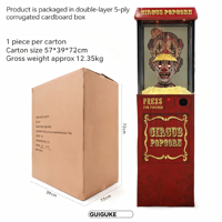 Nouvelle arrivée : grande machine à popcorn décorative avec figurine de clown qui se réveille, éclairée par des LED, pour la décoration de scène d'Halloween
